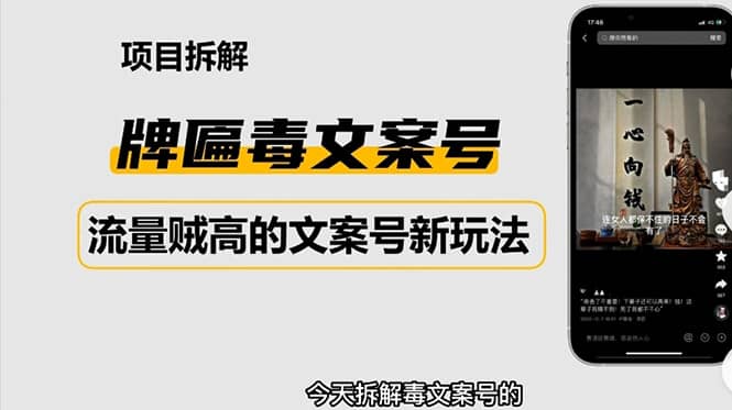 2023抖音快手毒文案新玩法，牌匾文案号，起号快易变现-云创网阁