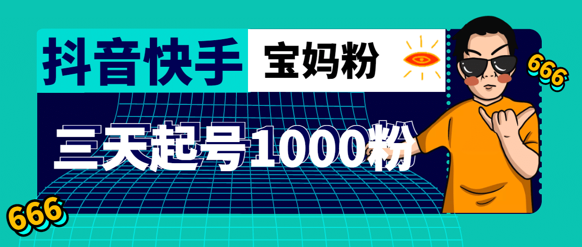 抖音快手三天起号涨粉1000宝妈粉丝的核心方法【详细玩法教程】-云创网阁