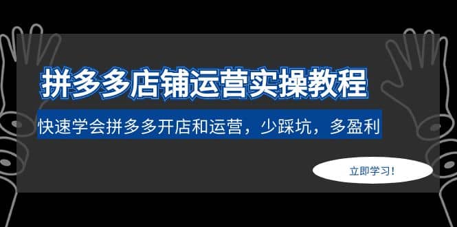 拼多多店铺运营实操教程：快速学会拼多多开店和运营，少踩坑，多盈利-云创网阁