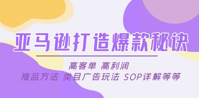 亚马逊打造爆款秘诀：高客单 高利润 推品方法 类目广告玩法 SOP详解等等-云创网阁