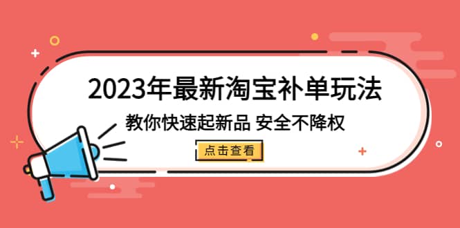 2023年最新淘宝补单玩法，教你快速起·新品，安全·不降权（18课时）-云创网阁