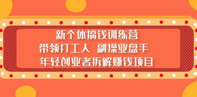 新个体搞钱训练营：带领打工人 副操业盘手 年轻创业者拆解赚钱项目-云创网阁