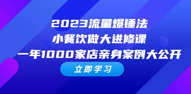 2023流量 爆锤法，小餐饮做大进修课，一年1000家店亲身案例大公开-云创网阁