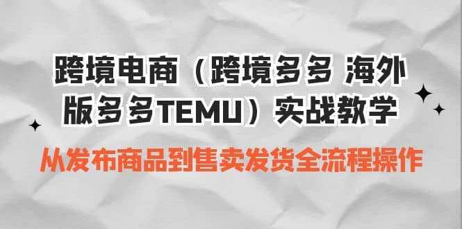 跨境电商（跨境多多 海外版多多TEMU）实操教学 从发布商品到售卖发货全流程-云创网阁