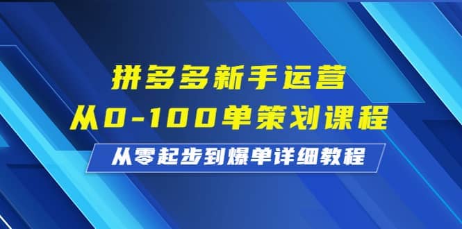 拼多多新手运营从0-100单策划课程，从零起步到爆单详细教程-云创网阁