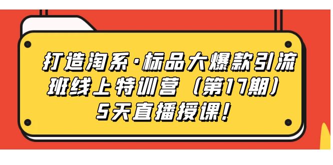 打造淘系·标品大爆款引流班线上特训营5天直播授课！-云创网阁