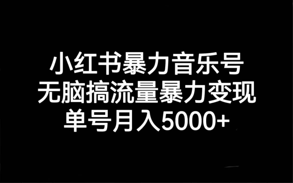 小红书暴力音乐号，无脑搞流量暴力变现，单号月入5000+-云创网阁