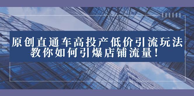 2023直通车高投产低价引流玩法，教你如何引爆店铺流量！-云创网阁