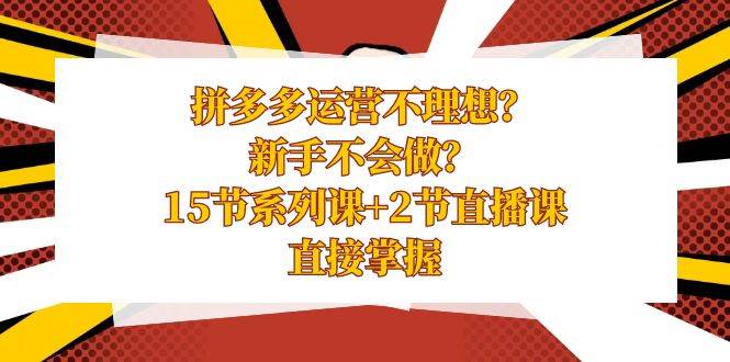 拼多多运营不理想？新手不会做？15节系列课+2节直播课，直接掌握-云创网阁