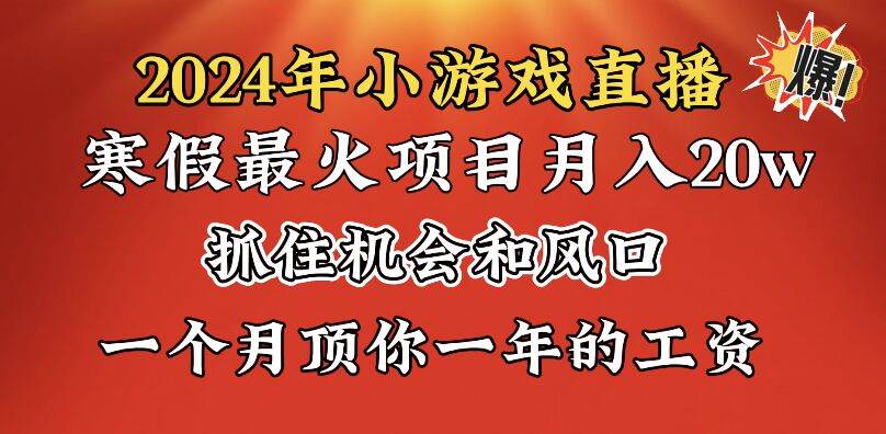 2024年寒假爆火项目，小游戏直播月入20w+，学会了之后你将翻身-云创网阁