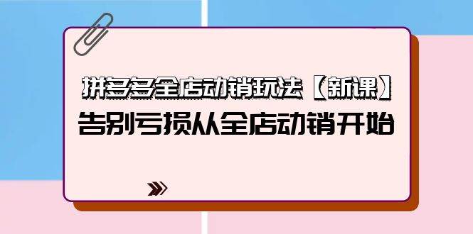 拼多多全店动销玩法【新课】，告别亏损从全店动销开始（4节视频课）-云创网阁