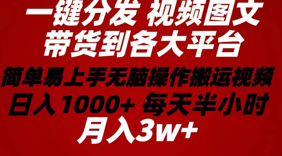 2024年 一键分发带货图文视频  简单易上手 无脑赚收益 每天半小时日入1…-云创网阁