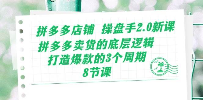 拼多多店铺 操盘手2.0新课，拼多多卖货的底层逻辑，打造爆款的3个周期-8节-云创网阁