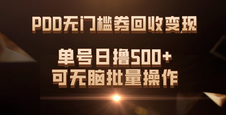 PDD无门槛券回收变现，单号日撸500+，可无脑-云创网阁