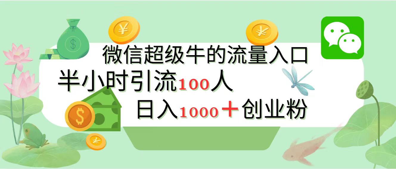 新的引流变现阵地，微信超级牛的流量入口，半小时引流100人，日入1000+创业粉-云创网阁