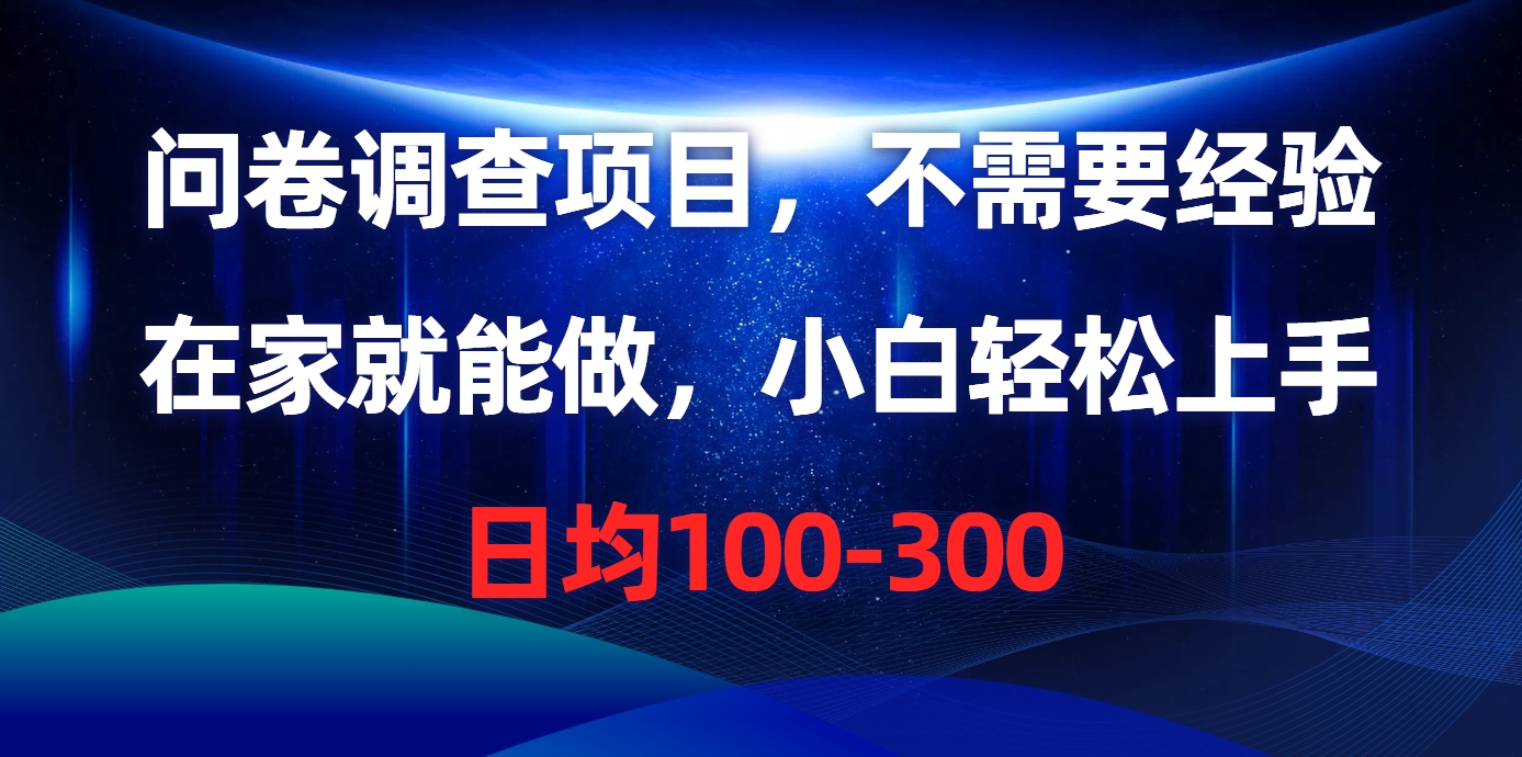 问卷调查项目，在家就能做，不需要经验，日均100-300-云创网阁