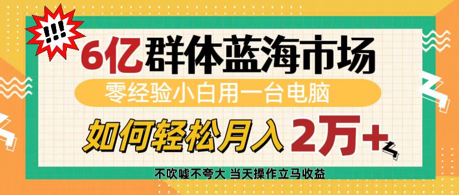 6亿群体蓝海市场，零经验小白用一台电脑，如何轻松月入2万+-云创网阁