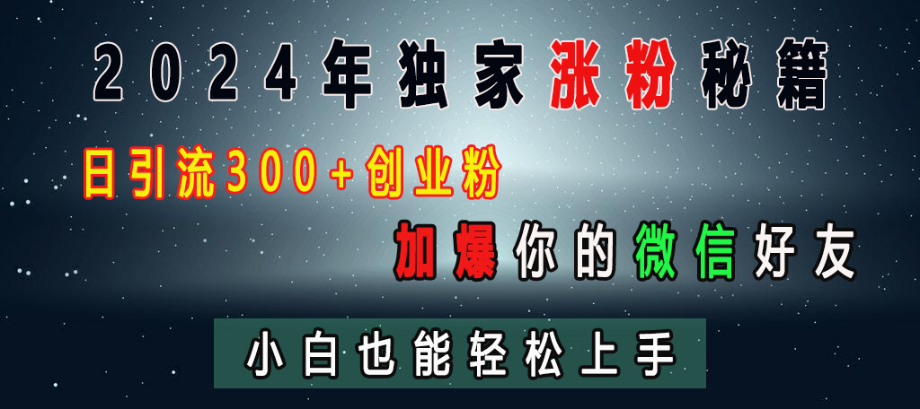 2024年独家涨粉秘籍，日引流300+创业粉，加爆你的微信好友，小白也能轻松上手-云创网阁