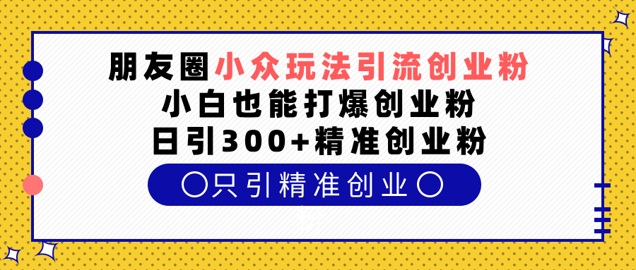 朋友圈小众玩法引流创业粉，小白也能打爆创业粉，日引300+精准创业粉-云创网阁