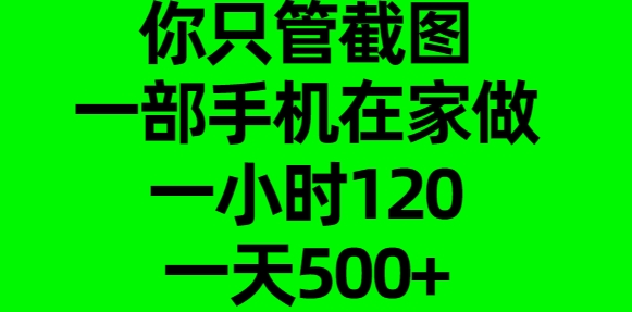 你只管截图，一部手机在家做，一小时120，一天500+-云创网阁