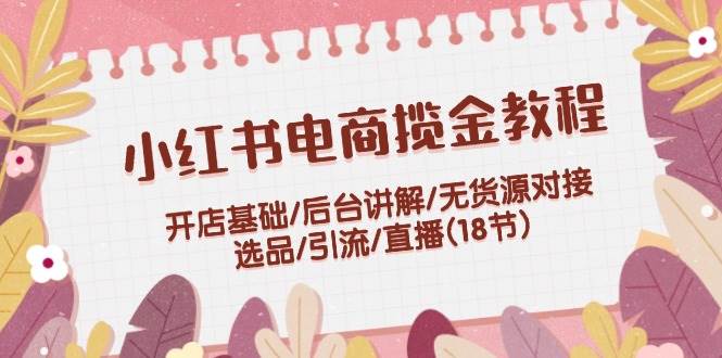 小红书电商揽金教程：开店基础/后台讲解/无货源对接/选品/引流/直播(18节)-云创网阁