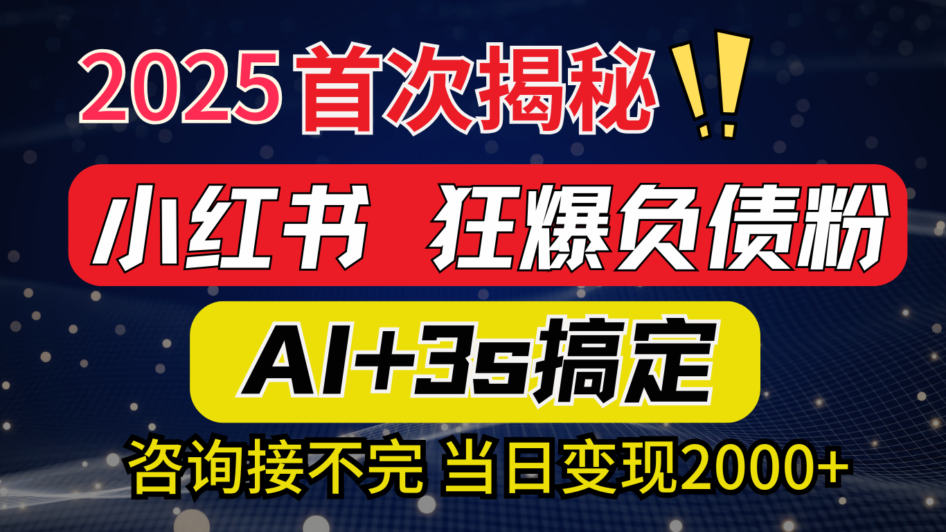 2025引流天花板：最新小红书狂暴负债粉思路，咨询接不断，当日入2000+-云创网阁