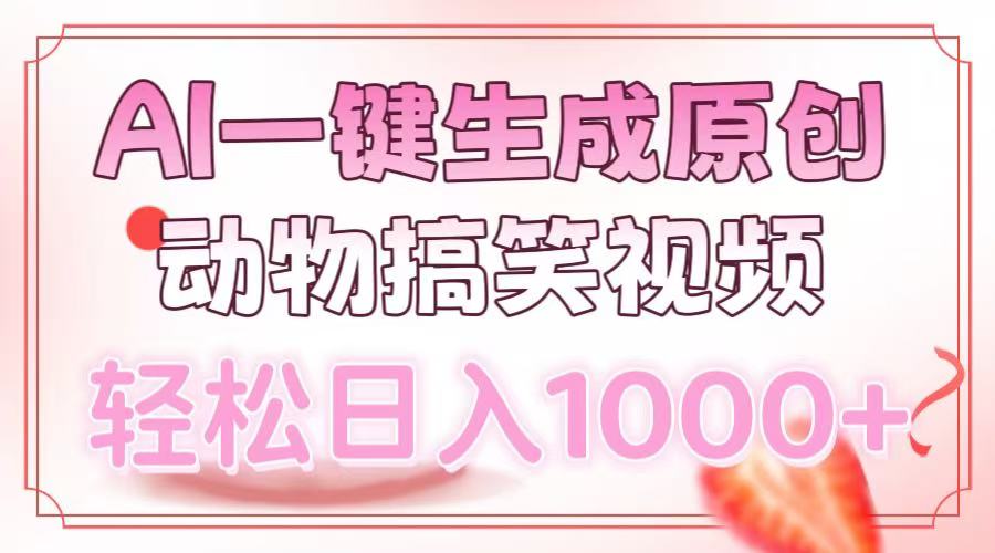 AI一键生成原创动物搞笑视频，轻松日入1000+-云创网阁