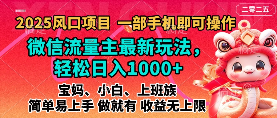 2025蓝海风口项目，微信流量主最新玩法，轻松日入1000+，简单易上手，做就有 收益无上限-云创网阁